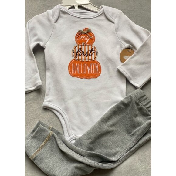 Mud Pie My first Halloween two piece set pumpkins 3-6m NWT 1st holiday onesie pa - Picture 5 of 5